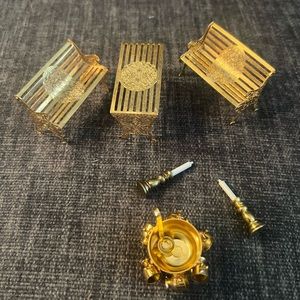 Lot of vintage brass mini doll house pieces